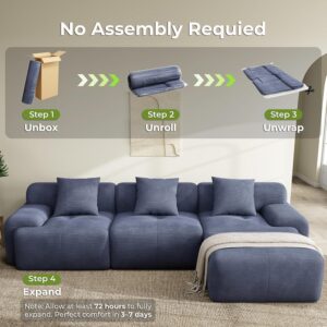LIKIMIO LumiCord Modular Sectional Sofa with Ottoman, 118" L-Shaped Boneless Couch for Living Room, Oversized Deep Seat with Corduroy Upholstery, No Assembly Required, Navy Blue - Image 8