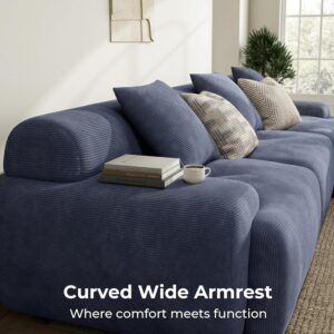 LIKIMIO LumiCord Modular Sectional Sofa with Ottoman, 118" L-Shaped Boneless Couch for Living Room, Oversized Deep Seat with Corduroy Upholstery, No Assembly Required, Navy Blue - Image 9