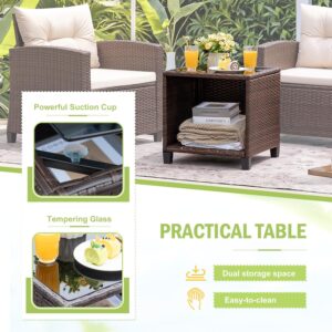 Devoko 3 Pieces Patio Furniture Set, PE Rattan Wicker Patio Set with Two Outdoor Chairs and Table, Upgraded Patio Chairs and Table for Porch, Garden Poolside Balcony - Image 6