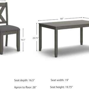 Signature Design by Ashley Caitbrook Rustic 7-Piece Dining Set – Rectangular Table with 6 X-Back Upholstered Chairs, Gray - Image 3