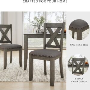 Signature Design by Ashley Caitbrook Rustic 7-Piece Dining Set – Rectangular Table with 6 X-Back Upholstered Chairs, Gray - Image 5