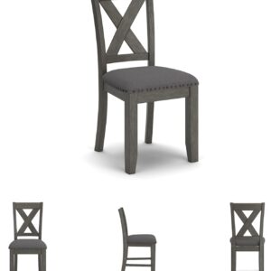 Signature Design by Ashley Caitbrook Rustic 7-Piece Dining Set – Rectangular Table with 6 X-Back Upholstered Chairs, Gray - Image 7
