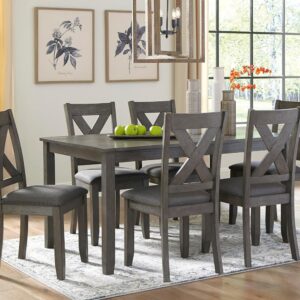 Signature Design by Ashley Caitbrook Rustic 7-Piece Dining Set – Rectangular Table with 6 X-Back Upholstered Chairs, Gray - Image 9