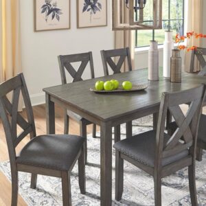 Signature Design by Ashley Caitbrook Rustic 7-Piece Dining Set – Rectangular Table with 6 X-Back Upholstered Chairs, Gray - Image 10