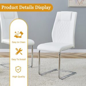 Modern Dining Table Set for 6,7 Piece Dining Table Set with White Marble Parttern & Unique Double Base,64.5" Kitchen Table Chairs Set Ideal for Dining,Kitchen - Image 6
