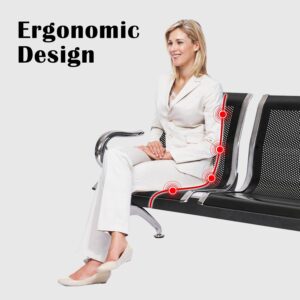 kinbor Waiting Room Chairs - Durable Black Reception Bench with Armrests, 5-Seat Office Reception Guest Chairs for Office, Hospital, Airport, Bank & Lobby​ - Image 5