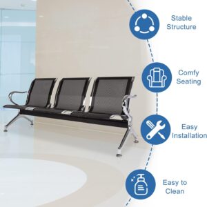 kinbor Waiting Room Chairs - Durable Black Reception Bench with Armrests, 5-Seat Office Reception Guest Chairs for Office, Hospital, Airport, Bank & Lobby​ - Image 7