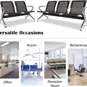 kinbor Waiting Room Chairs - Durable Black Reception Bench with Armrests, 5-Seat Office Reception Guest Chairs for Office, Hospital, Airport, Bank & Lobby​ - Image 8