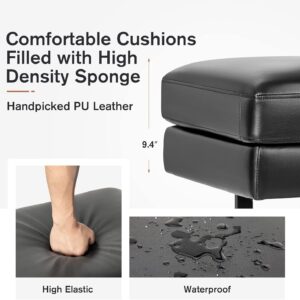 Furmax Waiting Room Chairs Faux Leather Office Guest Chair, 59.6 Inches Conference Room Chairs 3 Seats Upholstered Reception Bench, Lobby Furniture for Salon and Shop, Black - Image 4