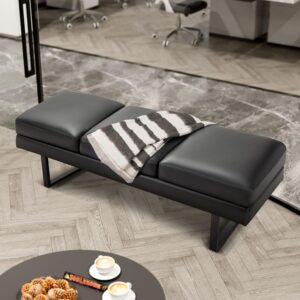 Furmax Waiting Room Chairs Faux Leather Office Guest Chair, 59.6 Inches Conference Room Chairs 3 Seats Upholstered Reception Bench, Lobby Furniture for Salon and Shop, Black - Image 5