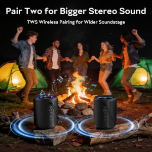 Portable Bluetooth Speaker, IPX7 Waterproof Wireless Speaker with 20W Loud Stereo Sound, 15H Playtime & Beat-Synced RGB Light, Small Outdoor Speaker for Shower, Pool, Beach, Hiking and Gifts - Image 2