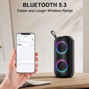 Hupoaf Bluetooth Speaker, 2026 New Portable Wireless Speaker with 6D Loud Sound, IPX7 Waterproof, HD Call, RGB Lights, 12H Playtime for Home/Party/Outdoor/Beach, Stocking Stuffers/White Elephant Gift - Image 3