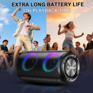 Hupoaf Bluetooth Speaker, 2026 New Portable Wireless Speaker with 6D Loud Sound, IPX7 Waterproof, HD Call, RGB Lights, 12H Playtime for Home/Party/Outdoor/Beach, Stocking Stuffers/White Elephant Gift - Image 4