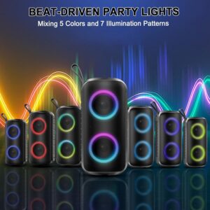 Hupoaf Bluetooth Speaker, 2026 New Portable Wireless Speaker with 6D Loud Sound, IPX7 Waterproof, HD Call, RGB Lights, 12H Playtime for Home/Party/Outdoor/Beach, Stocking Stuffers/White Elephant Gift - Image 5