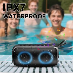 Hupoaf Bluetooth Speaker, 2026 New Portable Wireless Speaker with 6D Loud Sound, IPX7 Waterproof, HD Call, RGB Lights, 12H Playtime for Home/Party/Outdoor/Beach, Stocking Stuffers/White Elephant Gift - Image 6