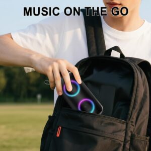 Hupoaf Bluetooth Speaker, 2026 New Portable Wireless Speaker with 6D Loud Sound, IPX7 Waterproof, HD Call, RGB Lights, 12H Playtime for Home/Party/Outdoor/Beach, Stocking Stuffers/White Elephant Gift - Image 7