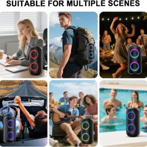 Hupoaf Bluetooth Speaker, 2026 New Portable Wireless Speaker with 6D Loud Sound, IPX7 Waterproof, HD Call, RGB Lights, 12H Playtime for Home/Party/Outdoor/Beach, Stocking Stuffers/White Elephant Gift - Image 8
