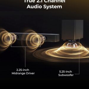 ULTIMEA Sound Bar with Wireless Subwoofer, 240W Peak Power, VoiceMX & BassMX, App Control, 2.1ch Soundbar for Smart TV, Adjustable Bass, HDMI, Optical, Bluetooth 6.0, Poseidon M30 (2026 Model) - Image 4