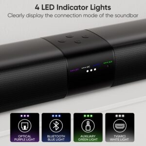 Sound Bar for Smart TV, 80W 2.0 Channel Detachable Soundbar with Optical/ARC/AUX/Bluetooth, Surround Sound System for Home Theater, Wall Mountable or Desktop TV Speaker. - Image 3