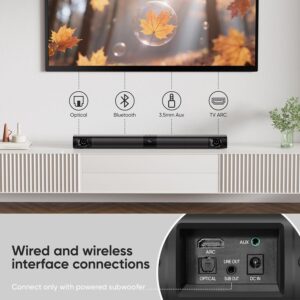 Sound Bar for Smart TV, 80W 2.0 Channel Detachable Soundbar with Optical/ARC/AUX/Bluetooth, Surround Sound System for Home Theater, Wall Mountable or Desktop TV Speaker. - Image 4