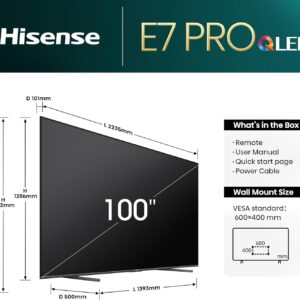 Hisense 100 Inch 4K 144Hz QLED VIDAA Dolby Atmos HDR VRR PRO-Full Array Local Dimming,Dolby Vision Atmos,Freesync, Subwoofer,Youtube Netflix Disney+ Shahid E7N PRO 100E7N PRO (2024 NEW) - Image 4