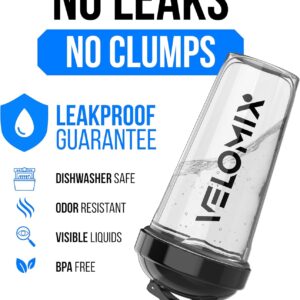 VELOMIX -2 Pack- 28 oz Protein Shaker Bottles for Protein Mixes - 2x Wire Whisk | Leak Proof Shaker Cups for Protein Shakes | Protein Shaker Bottle Pack (Black/Transparent) - Image 4