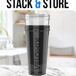 VELOMIX -2 Pack- 28 oz Protein Shaker Bottles for Protein Mixes - 2x Wire Whisk | Leak Proof Shaker Cups for Protein Shakes | Protein Shaker Bottle Pack (Black/Transparent) - Image 6