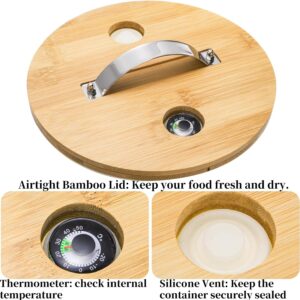 Goaste Glass Rice Dispenser with Bamboo Stand, 5L Flour Cereal Container with Airtight Lid, 8 Lbs Large Grain Food Storage Bucket, Countertop Beans Storage Tank with Measuring Cup & Valve for Dry Food - Image 4