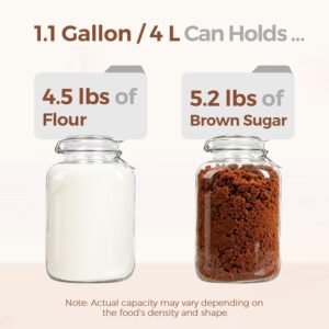 ComSaf Set of 2 Square Glass Jars, 1.1 Gallon (4L) Large Airtight Canisters for Bulk Food Storage, Flour, Rice, Fermenting, Wide Mouth, Space Saving - Image 4