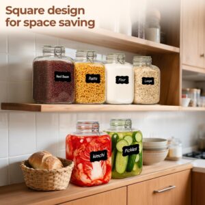 ComSaf Set of 2 Square Glass Jars, 1.1 Gallon (4L) Large Airtight Canisters for Bulk Food Storage, Flour, Rice, Fermenting, Wide Mouth, Space Saving - Image 6