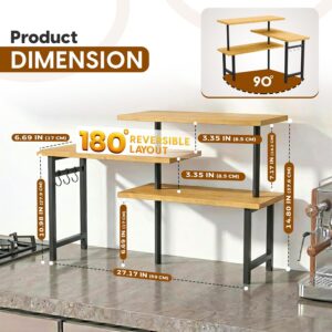 3-Tier Bamboo Corner Countertop Organizer with Extended Top Tier, Corner Shelf for Kitchen Counter, Coffee Bar Organizer, Bathroom Counter Organizer, Kitchen Corner Shelf, Space Saver - Image 3