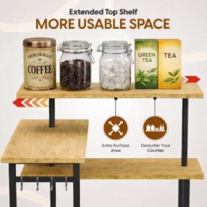 3-Tier Bamboo Corner Countertop Organizer with Extended Top Tier, Corner Shelf for Kitchen Counter, Coffee Bar Organizer, Bathroom Counter Organizer, Kitchen Corner Shelf, Space Saver - Image 4