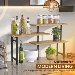 3-Tier Bamboo Corner Countertop Organizer with Extended Top Tier, Corner Shelf for Kitchen Counter, Coffee Bar Organizer, Bathroom Counter Organizer, Kitchen Corner Shelf, Space Saver - Image 8