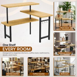3-Tier Bamboo Corner Countertop Organizer with Extended Top Tier, Corner Shelf for Kitchen Counter, Coffee Bar Organizer, Bathroom Counter Organizer, Kitchen Corner Shelf, Space Saver - Image 9