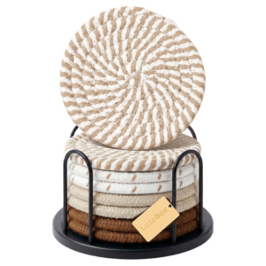 Lazebox Coasters Set of 8 for Drinks, 4 Inch Large Coasters for Coffee Table, Tabletop Protection for Hot & Cold Drinks, Versatile Coasters for Home Decor, Non-Slip & Easy to Clean, Coffee - Image 6