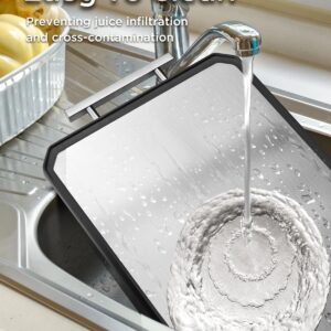 SNOWCLAD Stainless Steel Cutting Board,Double Sided Steel Bread Boards for kitchen,Stainless Steel/Wheat straw pp Large Board for meat,non toxic Chopping,16 * 11 Inch,Dishwasher Safe - Image 7