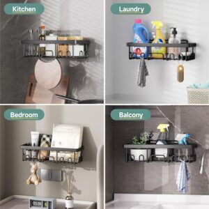 Veken Shower Caddy 6-Pack, Advanced Rustproof Design, No Drilling Adhesive Shelves, Rack with Soap Holder, Large Capacity Bathroom Organizers and Storage, Wall-Mounted Kitchen & Home Decor - Image 9