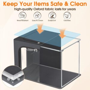 4 Pack Clothes Storage Bins with Metal Frame, 40L Foldable Fabric Storage Boxes with Clear Window, Front & Top Zipper Openings, Stackable Organizer Bins with Handles for Closet & Bedroom (Light Grey) - Image 4
