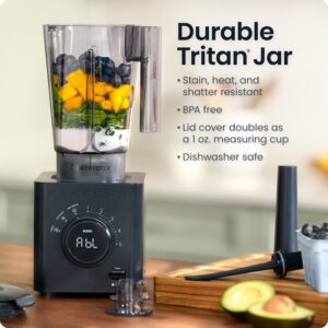 Chefman Obliterator 48 oz Countertop Blender for Smoothies, 1380W Motor to Crush Ice, Nuts, and Frozen Fruit with Stainless Steel Blade, Auto Blend Function, Includes Tamper and Scraper - Image 4