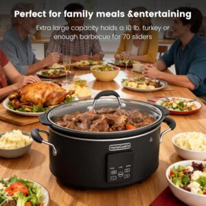 HOMECOOKIN Slow Cooker, Extra Large 10 Quart Digital Programmable Slow Cookers with Timer, Dishwasher Safe Glass Lid & Crock, Kitchen Appliance for Families and Gatherings, Black - Image 8