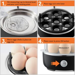 Elite Gourmet EGC115B Easy Egg Cooker Electric 7-Egg Capacity, Soft, Medium, Hard-Boiled Egg Cooker with Auto Shut-Off, Measuring Cup Included, BPA Free - Image 6