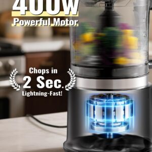 Food Chopper, 4 Cup Mini and Fast Food Processor, Electric Meat Grinder with 2 Speed, 4 Stainless Steel Blades, and Whisk, 400W Power for Chopping, Mixing, Emulsifying, Puree and Whisking, BPA-Free - Image 5