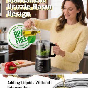 Food Chopper, 4 Cup Mini and Fast Food Processor, Electric Meat Grinder with 2 Speed, 4 Stainless Steel Blades, and Whisk, 400W Power for Chopping, Mixing, Emulsifying, Puree and Whisking, BPA-Free - Image 7