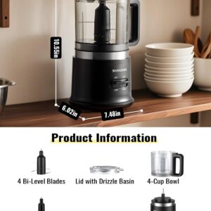 Food Chopper, 4 Cup Mini and Fast Food Processor, Electric Meat Grinder with 2 Speed, 4 Stainless Steel Blades, and Whisk, 400W Power for Chopping, Mixing, Emulsifying, Puree and Whisking, BPA-Free - Image 8