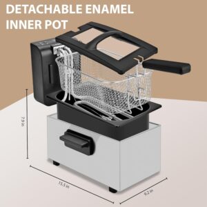 Deep Fryer 3 Liter Capacity,1500W Oil Fryer with Adjustable Temperature,Viewing Window,Detachable Frying Basket,Made of Stainless Steel Material and Easy to Clean - Image 3