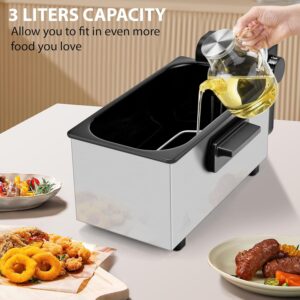 Deep Fryer 3 Liter Capacity,1500W Oil Fryer with Adjustable Temperature,Viewing Window,Detachable Frying Basket,Made of Stainless Steel Material and Easy to Clean - Image 5