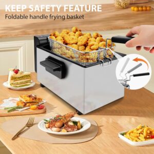 Deep Fryer 3 Liter Capacity,1500W Oil Fryer with Adjustable Temperature,Viewing Window,Detachable Frying Basket,Made of Stainless Steel Material and Easy to Clean - Image 6