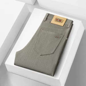 Mens Stretch Casual Pants Business Dress Pants Khaki Suit Pants Formal Dress Pants Embroidery - Image 3