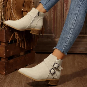 New Autumn Women's Leather Boots Belt Buckle Outdoor Footwear Fashion Pointed High Boot Casual Comfortable Women's Shoes - Image 5