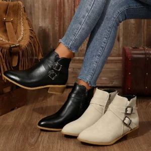 New Autumn Women's Leather Boots Belt Buckle Outdoor Footwear Fashion Pointed High Boot Casual Comfortable Women's Shoes - Image 6